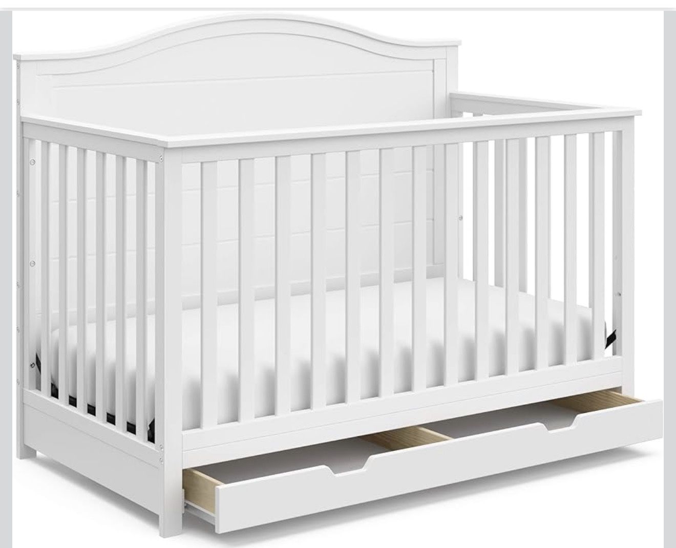 Baby Crib Storkcraft Moss 5-in-1 Convertible Crib with Drawer With Mattress