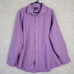 Ralph Lauren Men Stretch Check Button Up Shirt 2XL Long Sleeve Office Travel 