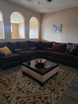 Large Brown Sectional Recliner Sofa