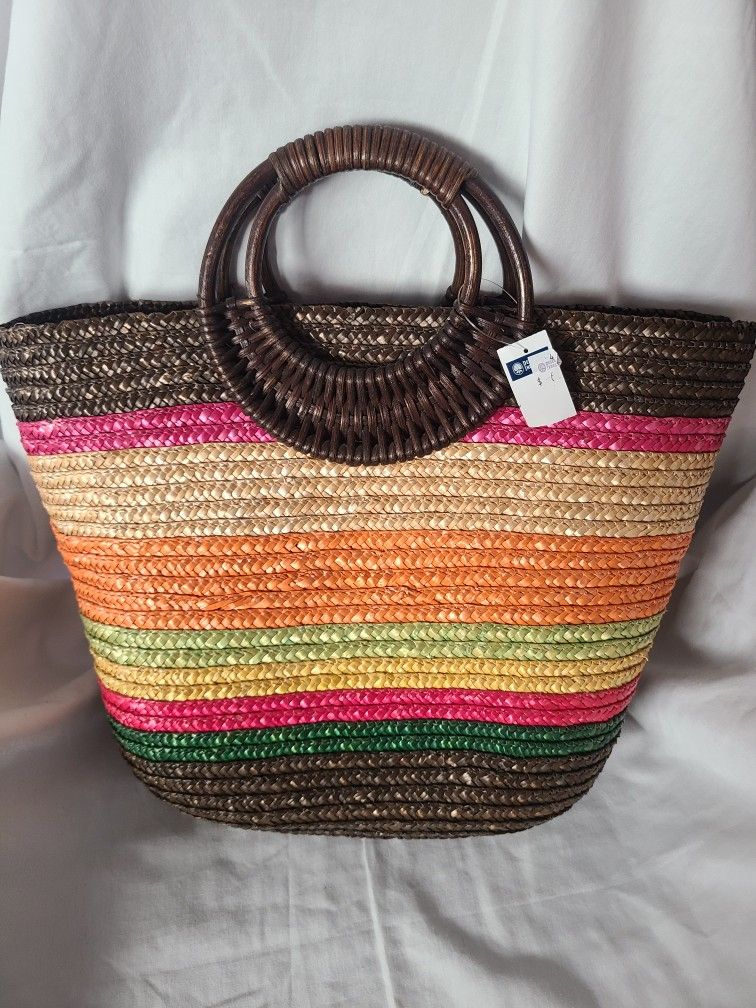 NWT Forever 21 straw tote bag