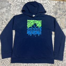 adidas boys youth hoodie size L 14/16 Navy Blue 
