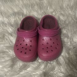 Girls pink glittery CROCS size 13c