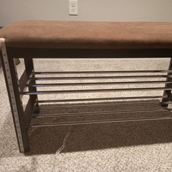 Cushion bench with shoe storage