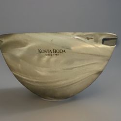KOSTA BODA White Swirl Art Glass Tealight Votive Candle Holder ATOLL 