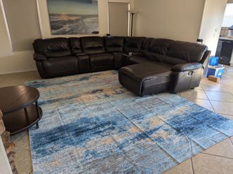 Brown leather sectional