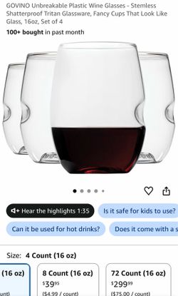 Govino BPA Free Wine Glasses 16 oz