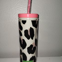 NEW Kate Spade New York Insulated Stainless Steel Tumbler Lid Leopard  24 Oz 