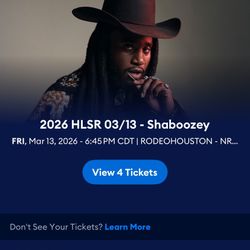 Shaboozey Houston Rodeo Tickets (4) – Section 613 Row D