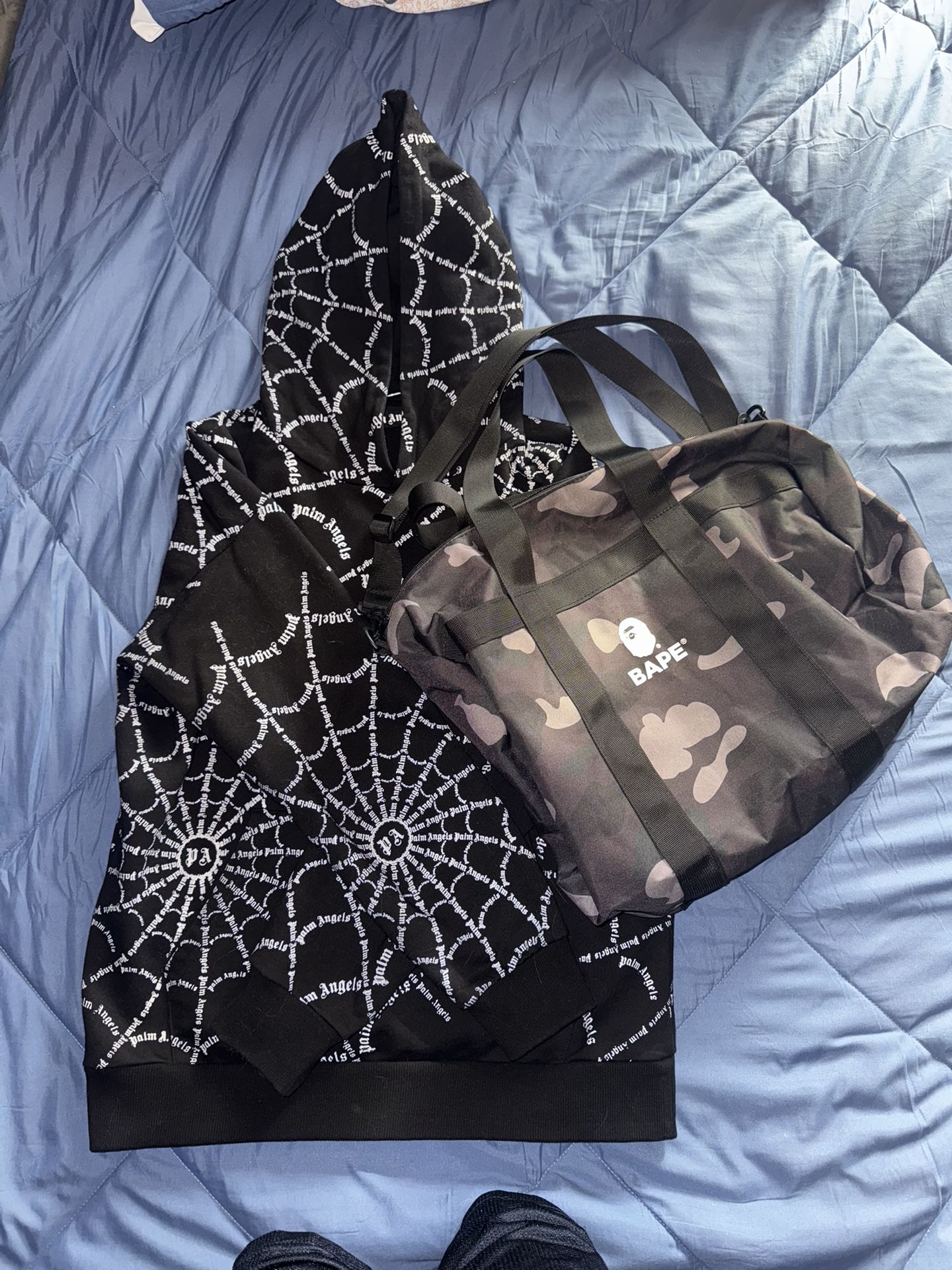 Palm Angels Hoodie & Bape Duffle Bag