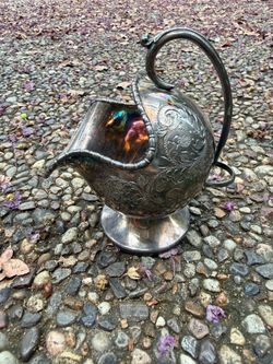 Vintage Sheffield England Silverplate Sugar Scuttle Bucket Engraved Victorian Style 6”