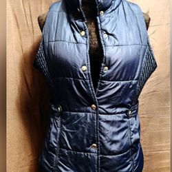 Avery & Co. Navy Blue Button Up Puff Vest Sz L