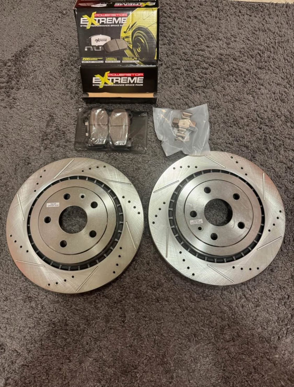 Power Stop rear brake rotor and pads for 16-24 SS Camaro 