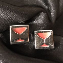 - Silver Cufflinks w/Wine Glass Design