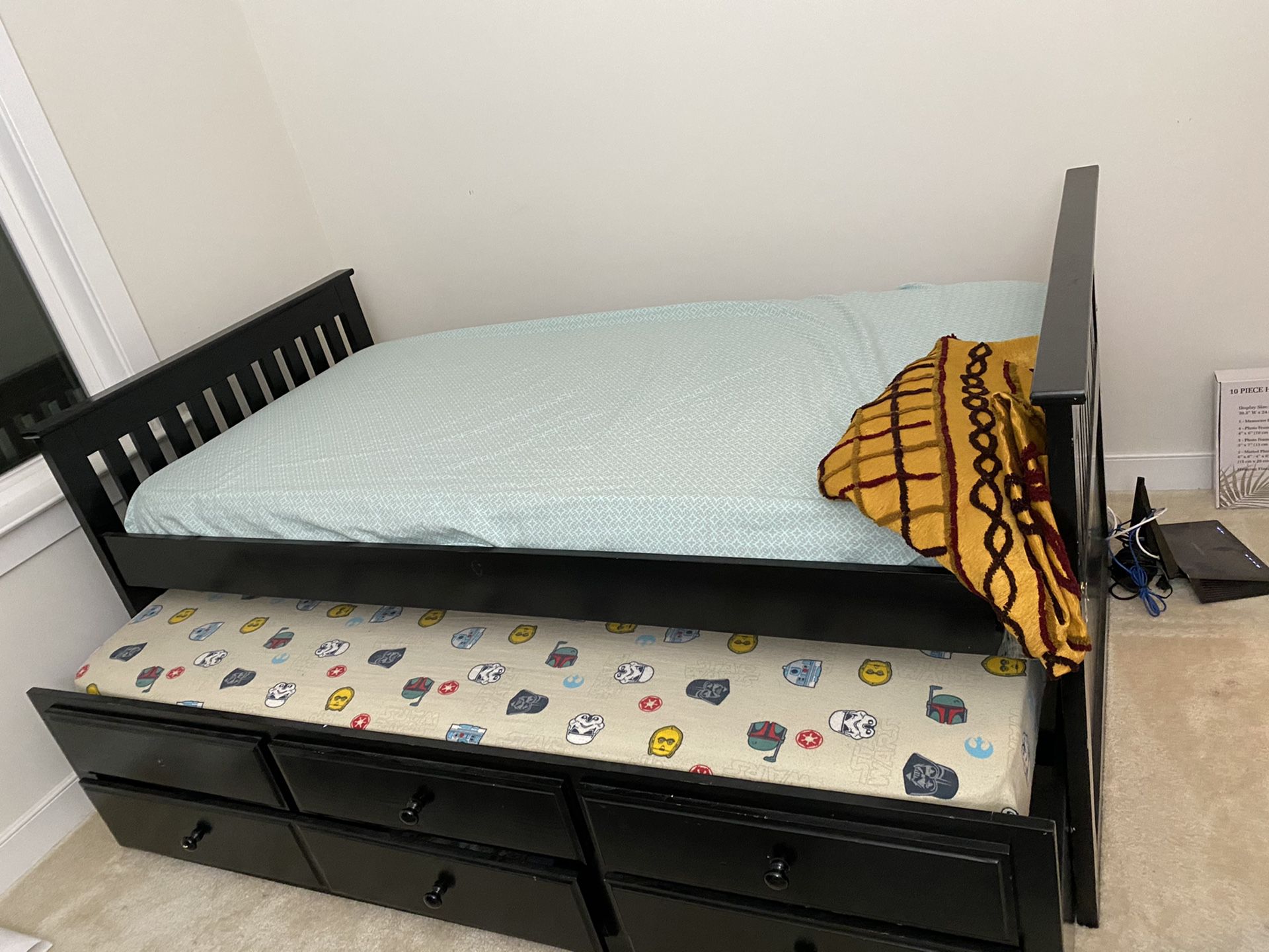 Twin size Trundle bed with mattress hardly used