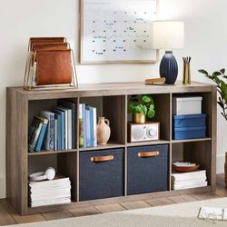 8-Cube Storage Organizer Shelf – Rustic Gray | Home Storage