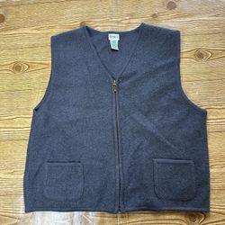 Mixit 100% Wool Zip Vest Womens Large Gray Minimalist Pockets Classic