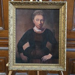 Rembrandt Painting "Young Woman At An Open Half Door"