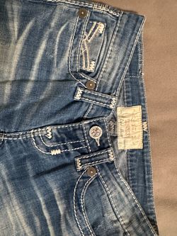 VINTAGE Big Star Low Rise Jeans 25R Thick Stitch Rhinestone Bling Y2K Pristine