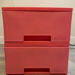 🌸 Red Plastic Storage Drawers – Stackable Set (Japan Made) 