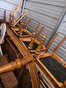 wood kitchen table, 8 chairs