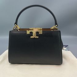 Tory Burch Mini Eleanor Pebbled Satchel Bag Black