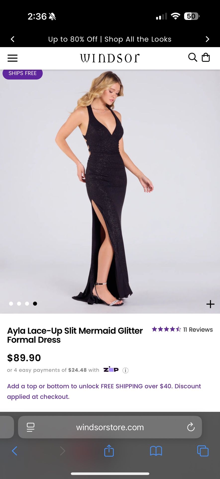Ayla Lace-Up Slit Mermaid Glitter Formal Dress