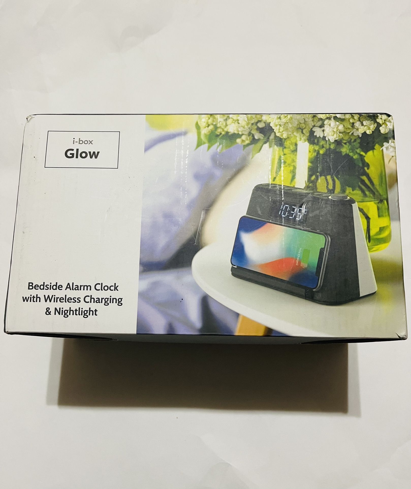 i-Box Glow Bedside Alarm Clock With Wireless Charging Bluetooth Connection & USB