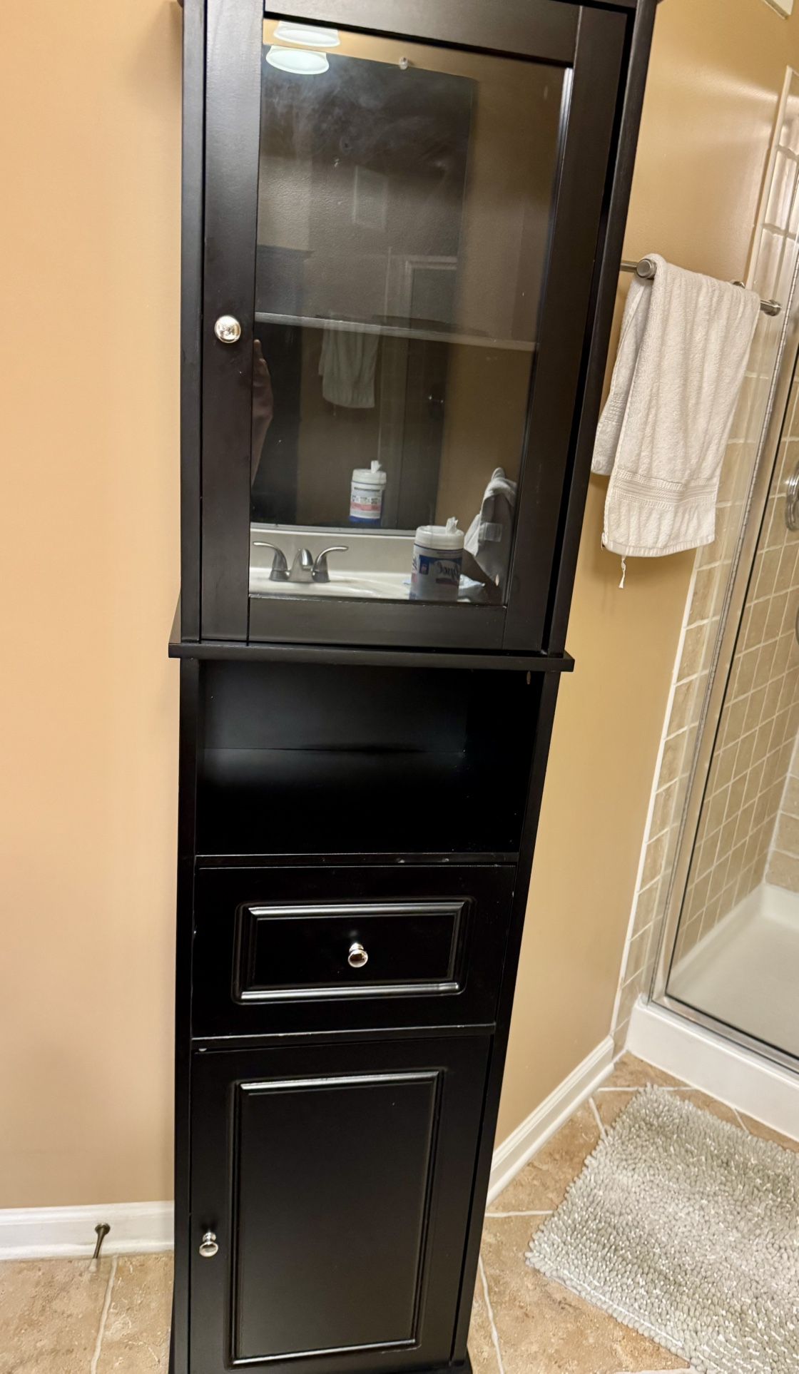 Tall Cabinet with glass door and drawer