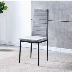 Gray Velvet Kitchen Chairs Set 2 Pc