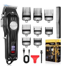 Hair Clippers for Men Professional, Cordless Barber Clippers for Hair Cutting (Rechargeable USB Adjustable Mens Hair Trimmer with 8 Metal Guards, 13Pc