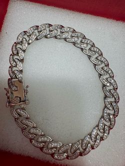 925 Silver Iced Out Cuban Link Bracelet