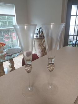 Champagne Flutes with Rhinestone Stem – Set of 2