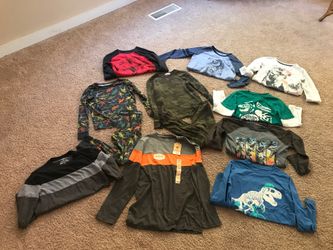 BOYS LONG SLEEVE SHIRTS, 2 PAIR OF PAJAMAS SIZE 8-10
