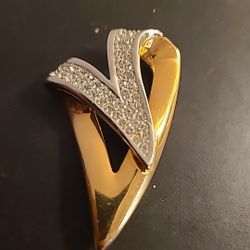 EXQUISITE NEW Swarovski 2-Tone Heart w/ Austrian CZ Brooch & Pendant Combo.