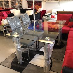 New Glass Top Chrome Legs Table 60x36 We Finance $39