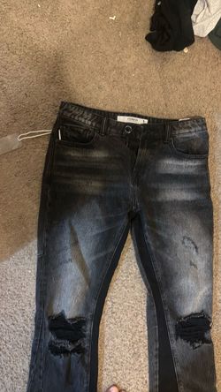 HVMAN Distressed Black Washed Denim Jeans