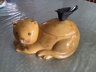Cookie Jar  Cat And Bird 