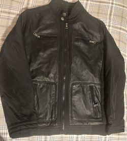 Black Faux Leather Puffer Moto Jacket (read description)
