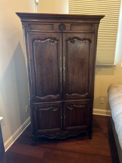 French Provincial Wood Armoire Cabinet