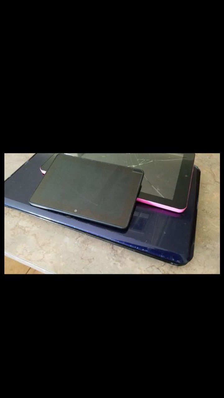 2 tablets and laptop with ram and hard drive