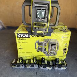 RYOBI 18V ONE+ 1800-Watt Portable Battery Inverter Power Station/8-Port Charger with (4) 6.0Ah Batteries