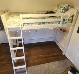 White Wood Twin Loft Bed