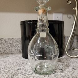 Vintage MCM Atomic Starburst Glass Decanter Bottle 1960s Unused