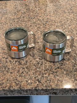 Pair (2) Stainless Steel Camping Mugs