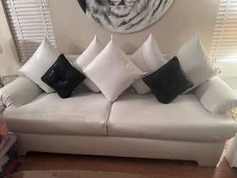 2 White leather couches