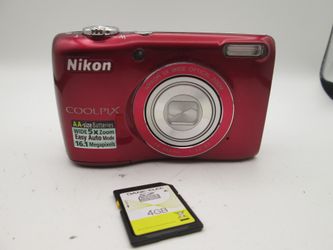 Red Nikon coolpix L26 digital camera