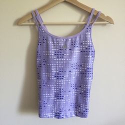 ADIDAS Lilac Purple Polka Dot Climalite Criss Cross Strappy Workout Tank Top