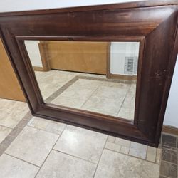 Vintage, Wood, Antique, Hanging Mirror 23" x 19"