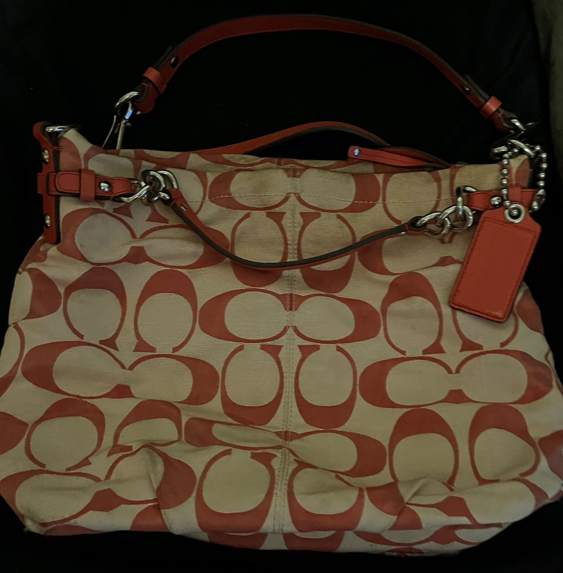“COACH” Monogram/Coral PURSE