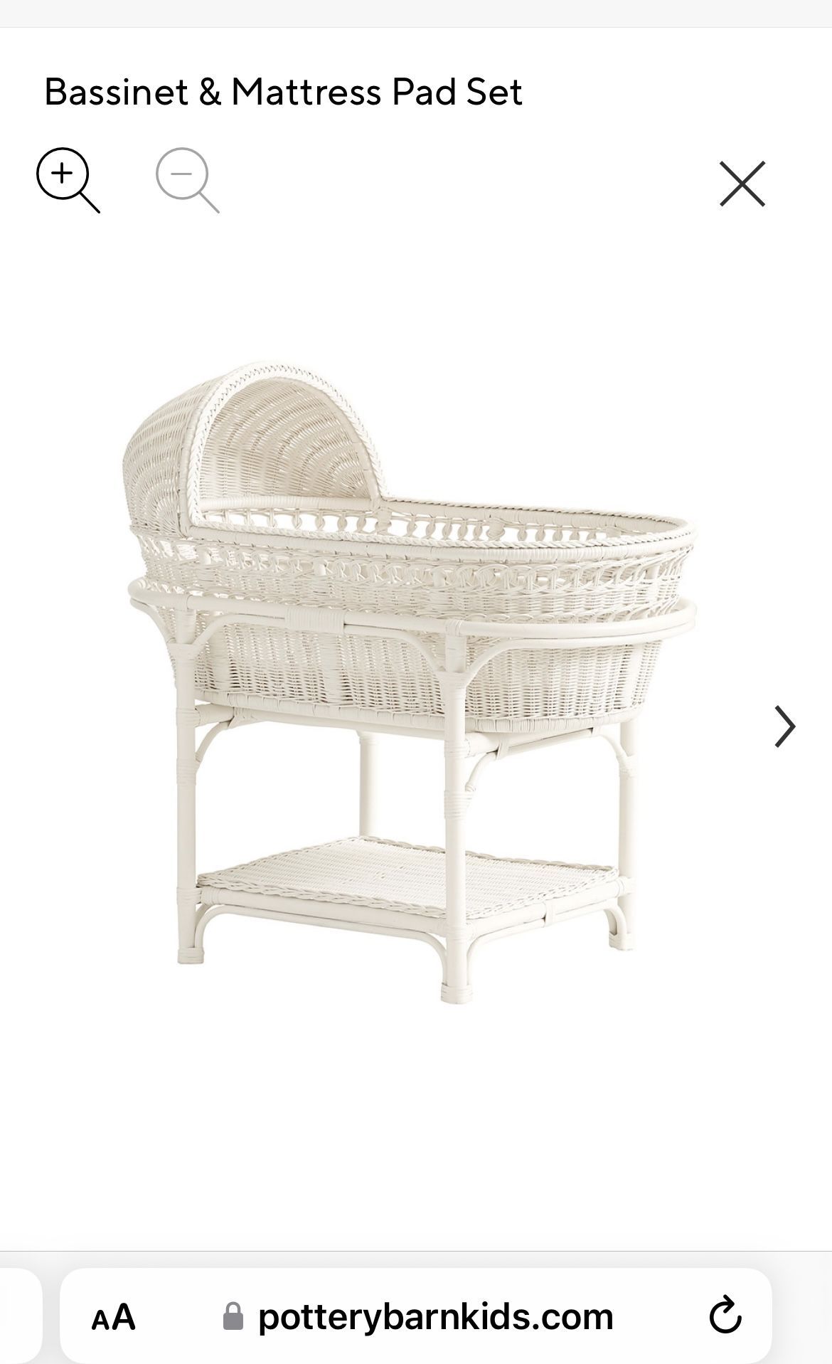 $500 Pottery Barn Kids Bassinet Like New White/ivory Wicker
